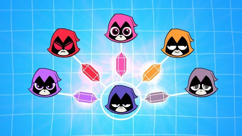 v.li.: Purple Raven, Red Raven, Pink Raven, Raven (unten), Orange Raven, Gray Raven – Bild: Cartoon Network