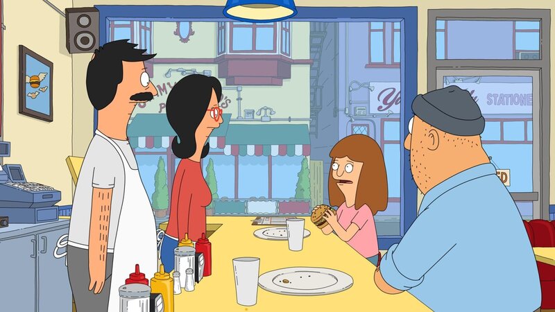 Lassen sich Bob (l.), Linda (2.v.l.) und Stammkunde Teddy (r.) von einem kleinen Mädchen (2.v.r.) übers Ohr hauen? – Bild: 2014 Fox and its related entities. All rights reserved.