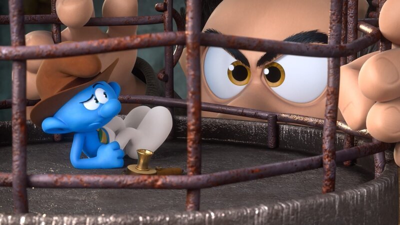 Die Schlümpfe – Die Titelstory – Reporter interviewt Gargamel für seine Zeitung. Er möchte wissen, wie der zu dem bösen Zauberer geworden ist, der er ist. Dabei erzählt Gargamel, dass er am nächsten Tag eine Prinzessin heiraten wird. Dieses Ereignis wollen sich die Schlümpfe natürlich nicht entgehen lassen und sie finden sich alle auf der Lichtung ein, um der Hochzeit beizuwohnen. Doch die Prinzessin entpuppt sich als verkleideter Gargamel und die Hochzeit als eine Falle … – Bild: ORF/​IMPS