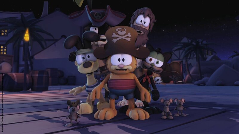 Pirat Garfield und seine Crew erleben eine Überraschung. – Bild: HR/​Dargaud Media/​MediaToon/​Paws Inc./​France 3