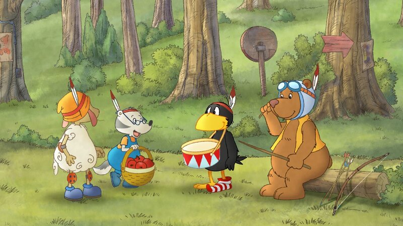 Socke und seine Freunde spielen Indianer. – Bild: SWR/​NDR/​Akkord Film