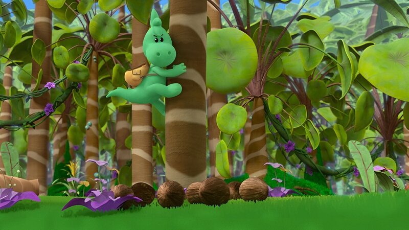 Ob Grisu Kokosnüsse nicht von Dschungelkronen unterscheiden kann? – Bild: ZDF/​2023 MONDO TV Group/​Pagot/​Calidra/​T2T/​ZDFS