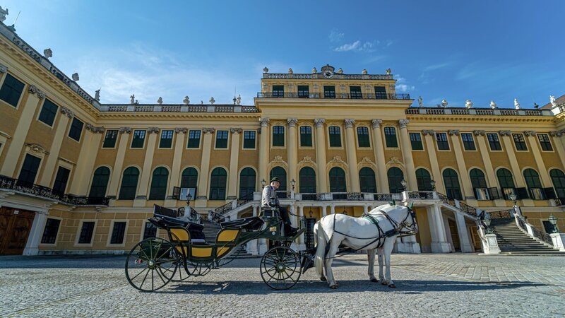 Vor dem Schloss wartet schon der Fiaker in seiner Kutsche. – Bild: ORF/Produktion West/Kreativlösung/Gerald Prüller Vor dem Schloss wartet schon der Fiaker in seiner Kutsche. – Bild: ORF/Produktion West/Kreativlösung/Gerald Prüller