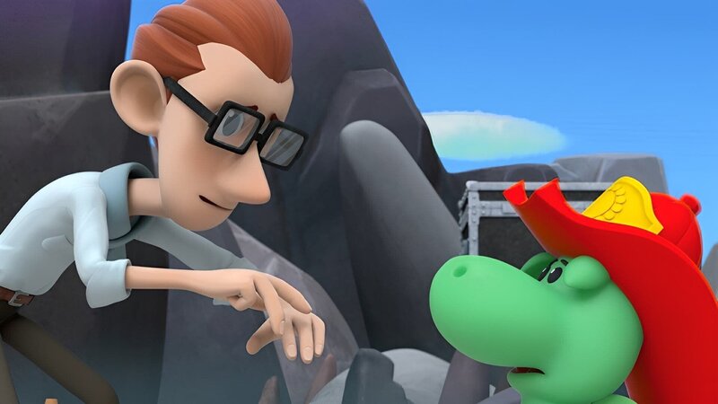 Der Regisseur Ratatino möchte, dass Grisu in seinem Film ein schreckliches Monster spielt. – Bild: ZDF/​2023 MONDO TV Group/​Pagot/​Calidra/​T2T/​ZDFS