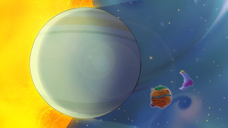 Der kleine Mond traut sich nicht den großen Planeten anzusprechen. – Bild: WDR/​2024 Method Animation