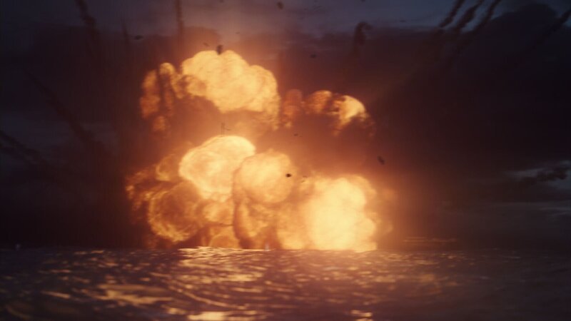 Am späten Abend des 9. Juli 1917 explodiert die HMS Vanguard in einem Feuerball und sinkt mit 845 Menschen an Bord. Nur zwei von ihnen überleben. – Bild: The National Geographic Channel