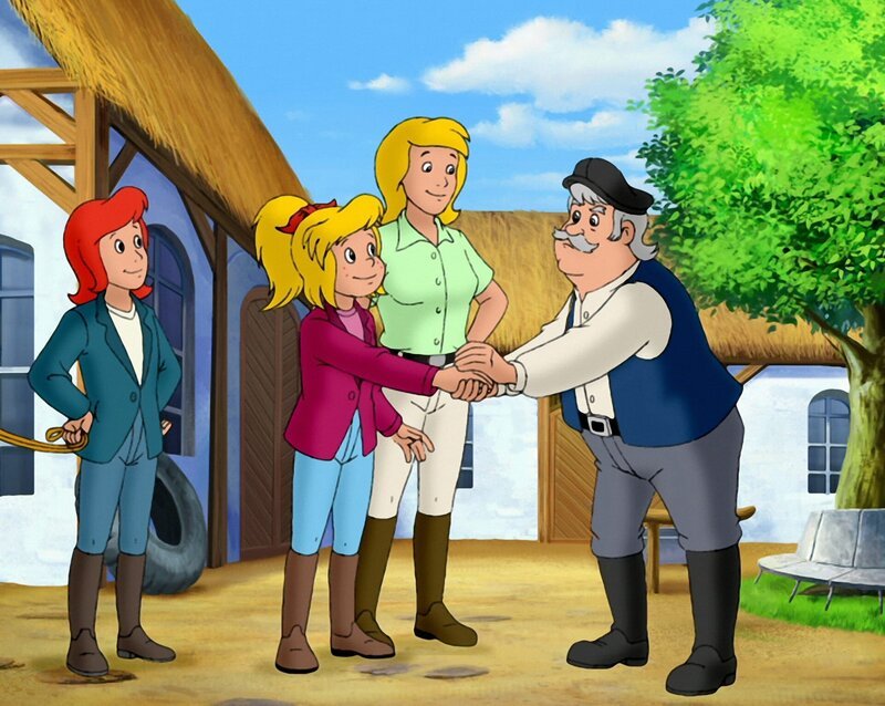 „Bibi und Tina“, „Die Pferde sind krank.“ Amadeus und Maharadscha sind krank! Tierarzt Dr. Robert Eichhorn stellt fest, dass sich die Pferde vergiftet haben! Um das richtige Gegenmittel zu finden, müssen Bibi und Tina herausbekommen, was Amadeus und Maharadscha Falsches zu sich genommen haben. Sie haben wenig Zeit, denn ihren Pferden geht es sehr schlecht. – Bild: port.hu