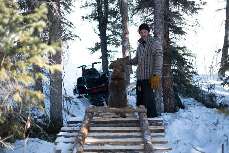 Johnny Rolfe beim Bau einer Rampe für seinen Schlitten vor der Frühjahrssaison. (National Geographic/​Mike Fennell) – Bild: Mike Fennell /​ National Geographic/​Mike Fennell /​ National Geographic