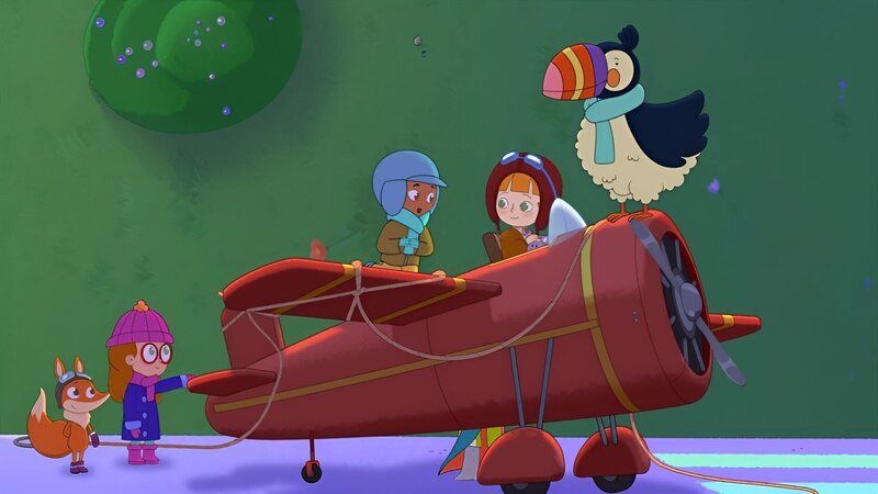 Gefräßige Wolltölpel haben es auf die Beeren des Fuchses abgesehen. Der kleine Prinz, Elias und Charlotte überlegen, was sie tun können. – Bild: WDR/​Method Animation