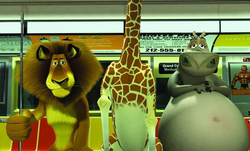 Alex, Melman und Gloria (v. li. n. re.) suchen Marty und verlaufen sich im New Yorker U-Bahn-Dschungel. – Bild: port.hu
