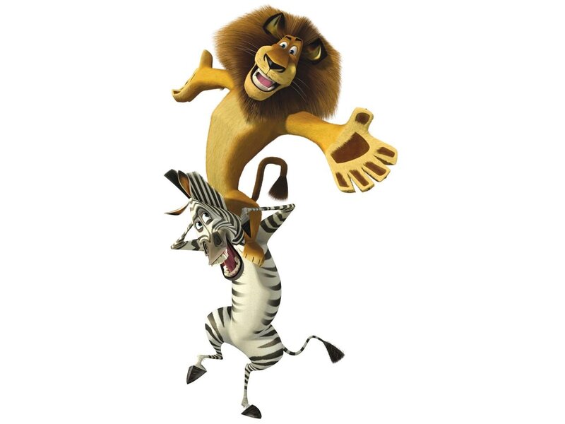 Der eingebildete Löwe Alex und das vorlaute Zebra Marty müssen einsehen, dass das Leben in der freien Wildbahn so seine Tücken hat. – Bild: Kabel Eins