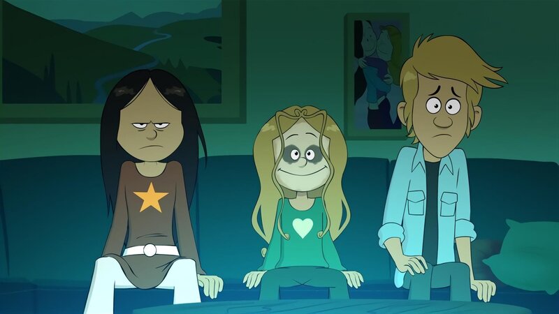 Wendy ist enttäuscht, Max verängstigt vom Zombie-Film. Nur Marine ist zufrieden. – Bild: NDR/​Bamboo Production/​Samka Productions