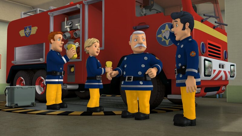 Elvis soll ein Lied in einer Fernsehshow singen. Als ihm klar wird, dass er dann nicht mehr Feuerwehrmann sein kann, gerät er ins Grübeln. – Bild: KiKA/​HIT Entertainment