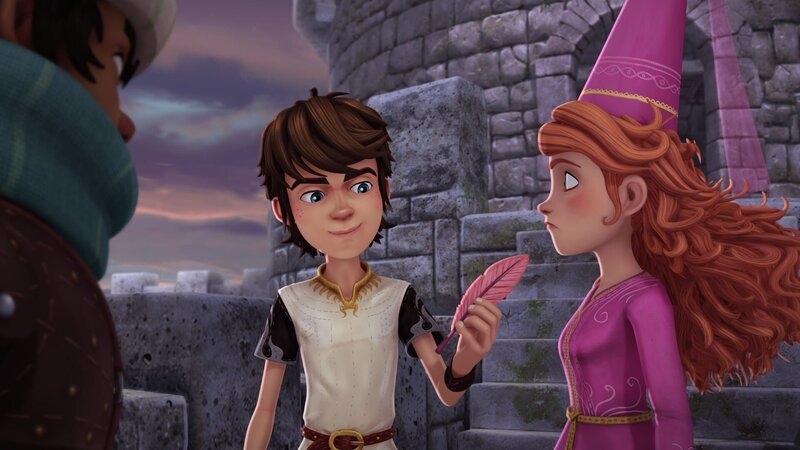 Die Feder des Greifen bringt Arthur und Guinevere auf eine Idee. – Bild: SWR/​Blue Spirit Productions/​TéléTOON+/​Canal+