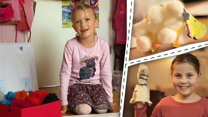Mit Wolle kann man vieles machen! Kinder basteln damit. – Bild: KiKA/Motion Works GmbH Mit Wolle kann man vieles machen! Kinder basteln damit. – Bild: KiKA/Motion Works GmbH