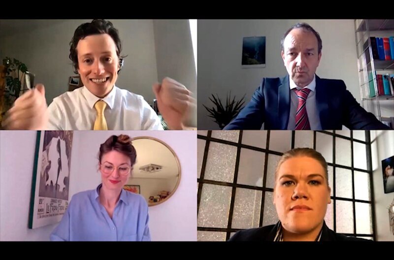 Desktop-Ansicht einer Online-Telefonkonferenz (Gregor Knop, l.o., Jürgen Heimüller, r.o., Gabriela Lindl, l.u., Gisa Flake, r.u.) – Bild: MDR/Jannis Alexander Kiefer Desktop-Ansicht einer Online-Telefonkonferenz (Gregor Knop, l.o., Jürgen Heimüller, r.o., Gabriela Lindl, l.u., Gisa Flake, r.u.) – Bild: MDR/Jannis Alexander Kiefer