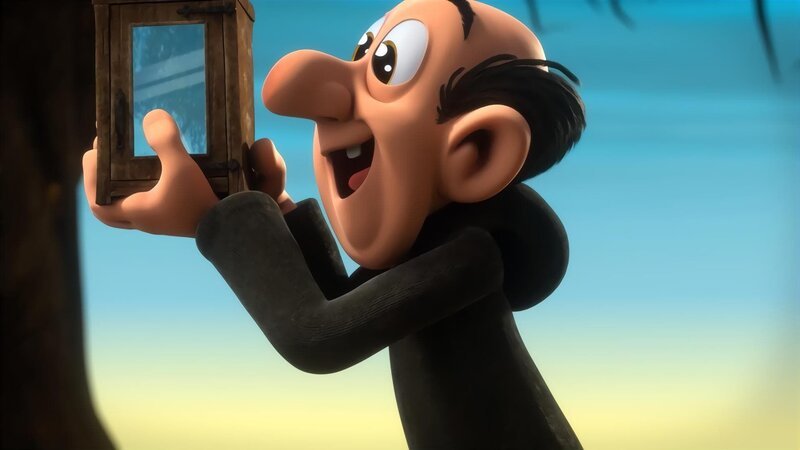 Gargamel erfindet einen magischen Spiegelschrank, der jeden einfängt, der in seinen Spiegel blickt. Ausgerechnet Beauty wird nicht vom Schrank gefangen. – Bild: KiKA/​Peyo Productions, Dupuis Édition & Audiovisuell 2020