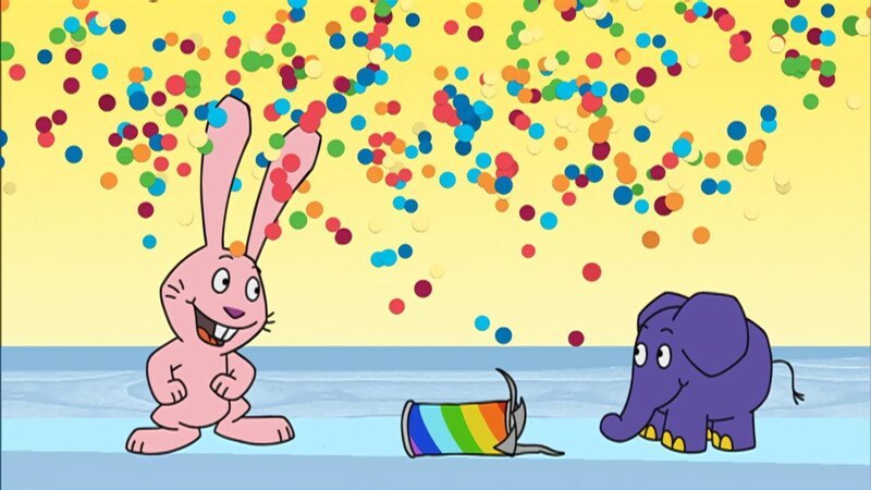 Hase und Elefant machen eine Party. – Bild: WDR/​Die Sendung mit dem Elefanten