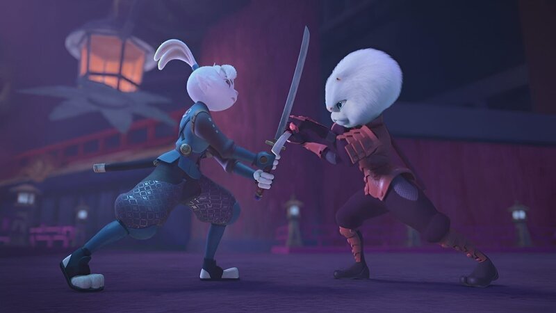Erst als Lady Fuwa (r.) den Tempel angreift, kapiert Usagi (l.), dass Chizu ein Ninja ist. – Bild: ZDF/​2022 Usagi Productions LLC. All Rights Reserved