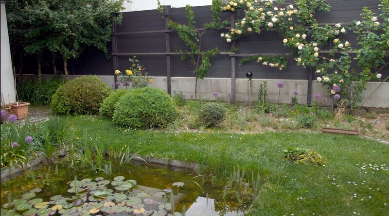 Kleiner Garten in einer ehemaligen Arbeitersiedlung in Essling. Hier hat Landschaftsplaner Stefan Schmidt Platz für einen kleinen Teich gefunden. – Bild: ORF