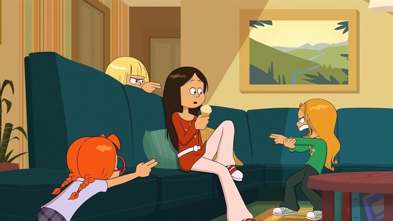 Wendy wird von den „Polizistinnen“ Nat, Lulu und Marine als „Gangsterin“ gestellt. – Bild: NDR/​Bamboo Production/​Samka Productions