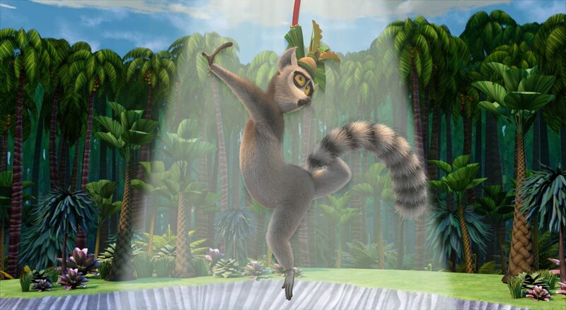 King Julien bei seiner Paradedisziplin. – Bild: ORF/​Universal