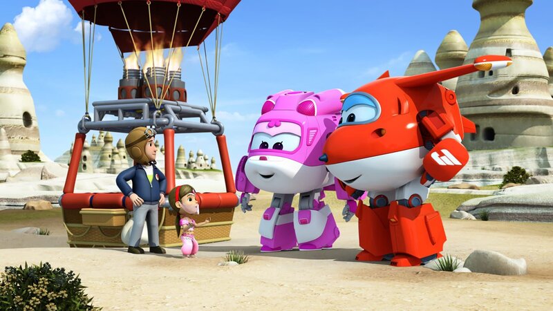 Dizzy und Jett verabschieden sich von Ecrin und ihrem Vater. – Bild: KiKA/​FunnyFlux/​QianQi/​EBS/​CJ E&M