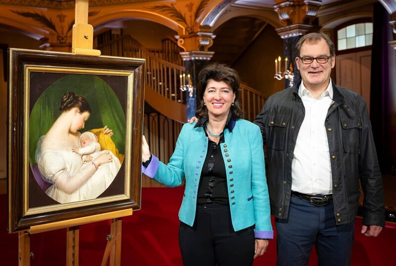 Junge Frau mit ihrem Kind – ein anrührendes Biedermeier-Gemälde auf hohem Niveau. – Bild: B/​Ralf Wilschewski
