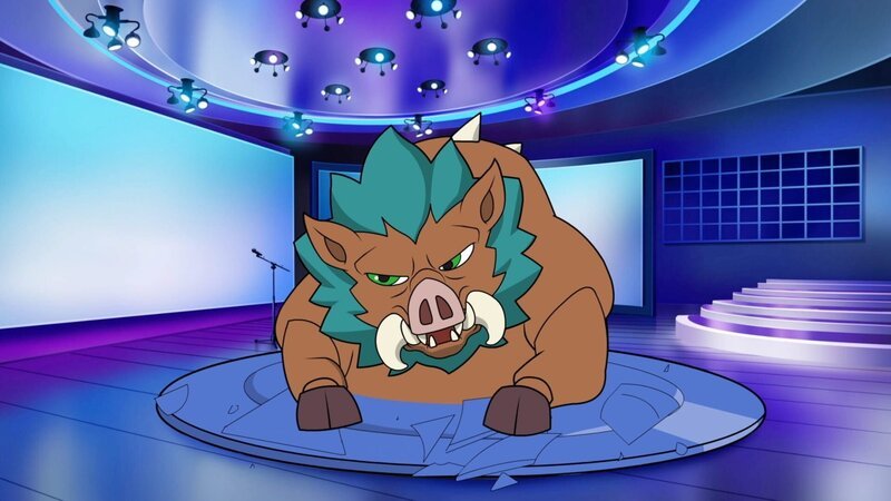 Ein Monster zerstört Bühne. – Bild: ORF/​YFE Your Family Entertainment