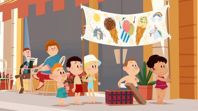 Nick und seine Freunde sind für den Eisverkauf am Strand gewappnet. – Bild: SWR/​MEDIA VALLEY/​BELVISION/​Le Petit Nicolas