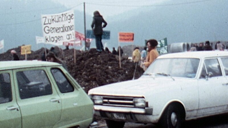 Besetztes Gelände AKW Kaiseraugst 1975 – Bild: SRF
