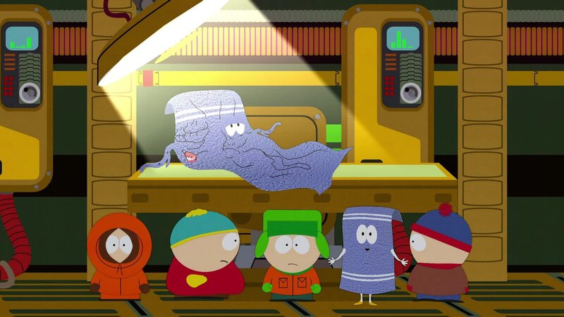 L-R: Kenny, Eric, Kyle, Towelie, Stan – Bild: ViacomCBS