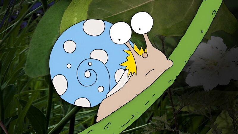 Kalli-Schnecke findet es sehr gemütlich, mit seinem Haus herumzuschnecken. Aber dann kommt der schlimmste Schneckenfeind, der Star! – Bild: MDR/​RBB/​MotionWorks