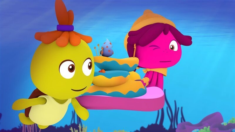 Überraschung für alle – eine leckere Rifftorte. – Bild: KiKA/​Bigchild Entertainment