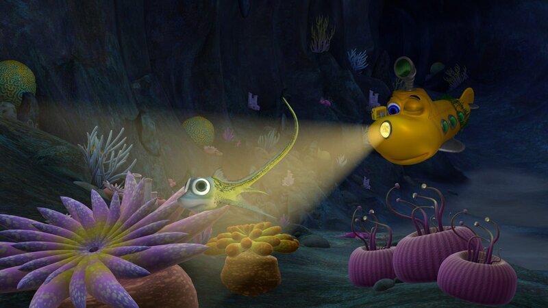 Timmy hat einen Fisch entdeckt, wie er ihn noch nie zuvor gesehen hat und verfolgt ihn in einen Unterwassertunnel. – Bild: KiKA/​Mike Young Productions