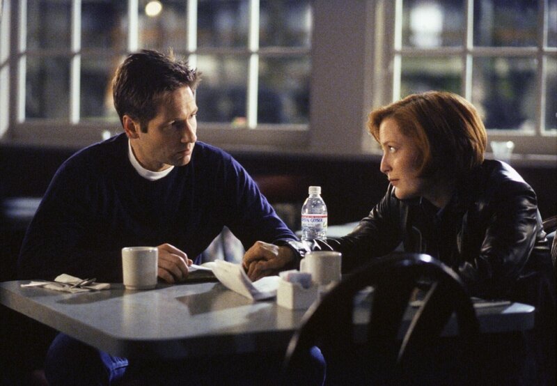 Scully (Gillian Anderson, r.) erzählt Mulder (David Duchovny, l.) von den rätselhaften Hinweisen, die sie im Haus seiner Mutter entdeckt hat. – Bild: Twentieth Century Fox Film Corporation