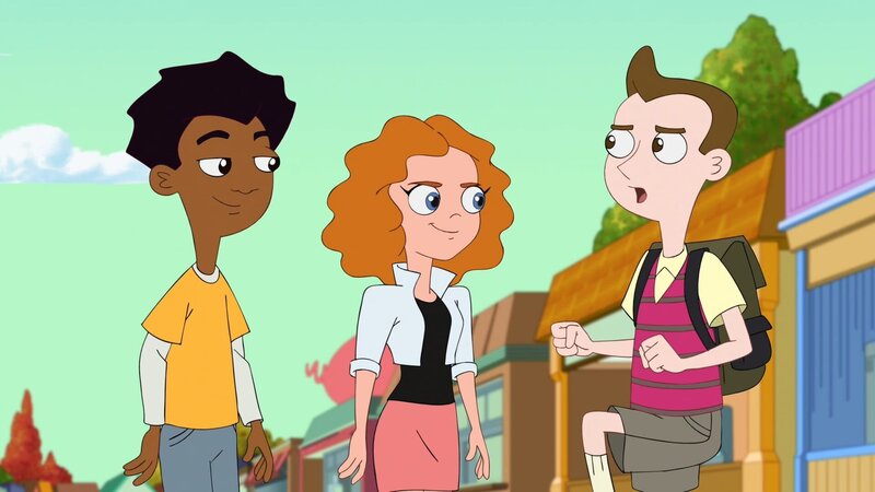 L-R: Zack Underwood (voiced by Mekai Curtis), Melissa Chase (Sabrina Carpenter), Milo Murphy (‚Weird Al‘ Yankovic) – Bild: Disney XD