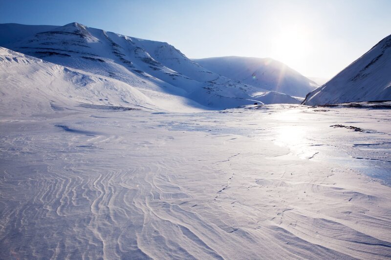 Eine schöne Winterlandschaft auf der Insel Spitzbergen, Svalbard, Norwegen, Arktis, – Bild: Deposit