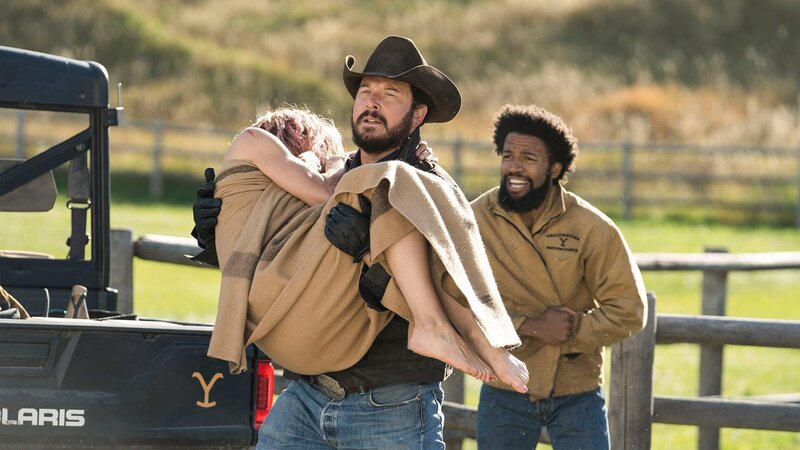 L-R: Beth Dutton (Kelly Reilly), Rip Wheeler (Cole Hauser) und Colby Mayfield (Denim Richards) – Bild: AXN