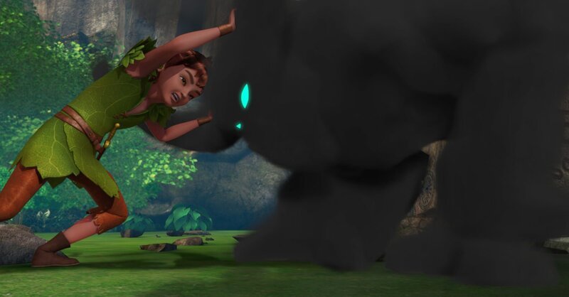 Peter Pan kämpft gegen Noctarum, dem schwarzen Monster, das eigentlich hinter der magischen Barriere wohnt. Wenn nicht bald die sieben Diamanten gefunden sind, ist Noctarum nicht mehr aufzuhalten. – Bild: ZDF und DQ Entertainment