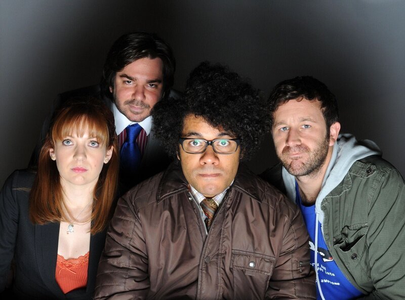 (v.l.n.r.) Jen Barber (Katherine Parkinson); Douglas Reynholm (Matt Berry); Maurice Moss (Richard Ayoade); Roy Trenneman (Chris O’Dowd) – Bild: Talkback and Channel 4