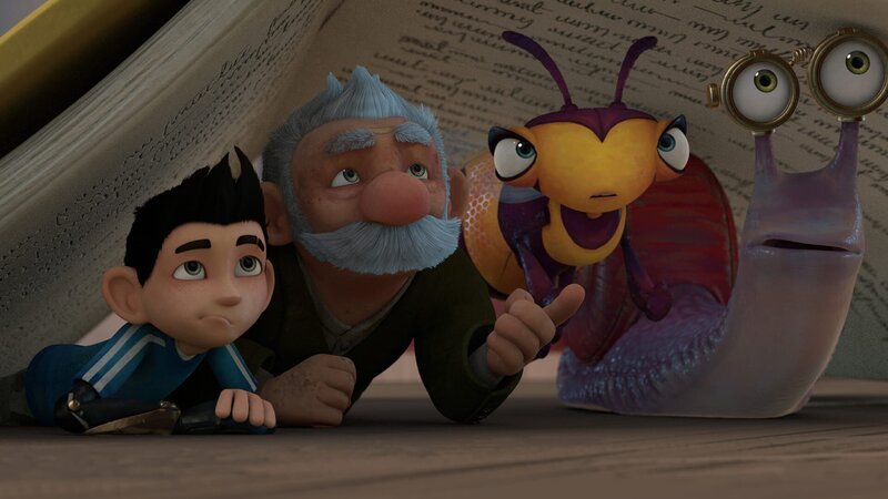Zak, Gramps, Willow und Syd suchen Schutz unter einem Buch. – Bild: KiKA/​One Animation PTE LTD