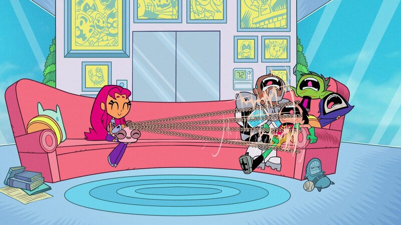 v.li.: Starfire, Silkie, Cyborg, Robin, Beast Boy, Raven – Bild: TM and 2020 The Cartoon Network, Inc. A WarnerMedia Company. All Rights Reserved.