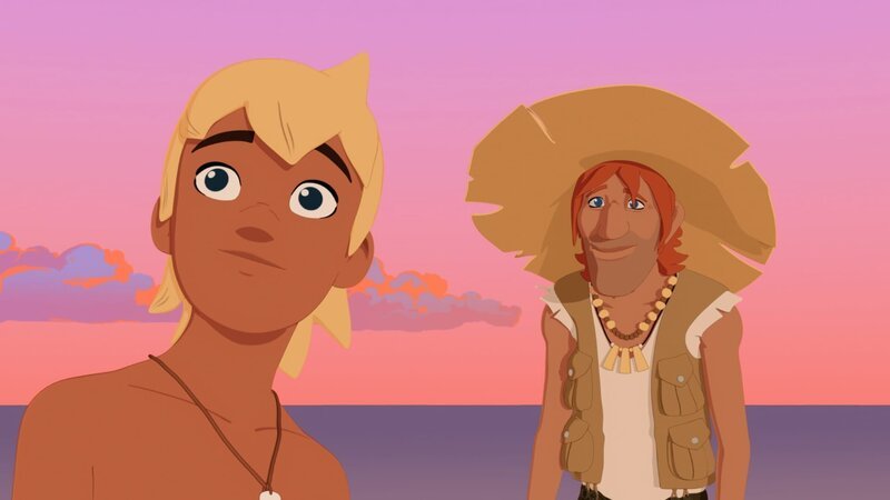 Yann kann nicht glauben, dass Jack ein Dieb ist. Ein wertvoller Tiki ist gestohlen worden, und alle halten Jack für den Hauptverdächtigen. – Bild: ZDF/​Media Valley/​Marzipan Films/​TF1/​Gaumont Animation