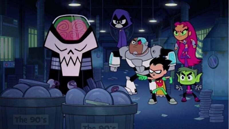 v.li.: The Brain, Raven, Cyborg, Robin, Starfire, Beast Boy – Bild: TM and © 2020 The Cartoon Network, Inc. A WarnerMedia Company. All Rights Reserved.