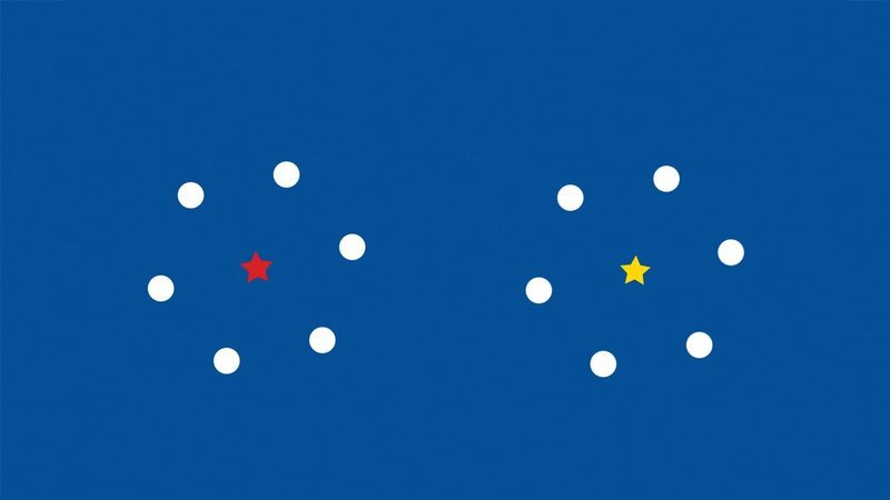 Two stars against a blue background with circling dots. – Bild: The National Geographic Channel