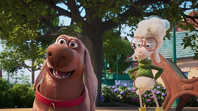 Hundewelpe Mac treibt in der Stadt seinen Schabernack, während Schaf Billy auf ihn aufpasst. – Bild: KiKA/​KiKA/​2022 Sixteen South/​Mikros Animation IP/​Tencent