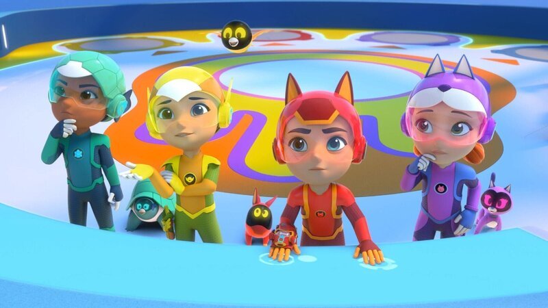 Das Petronix-Team macht sich auf den Weg in die afrikanische Savanne, um ein Erdmännchen zu befreien. – Bild: 2022 ALPHA /​ METHOD ANIMATION /​ Die Erdmännchen-Rettung