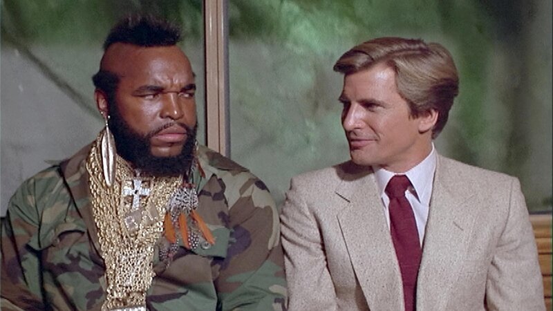 v.li. B.A. Baracus (Mr. T) und Templeton „Faceman“ Peck (Dirk Benedict) – Bild: RTL II