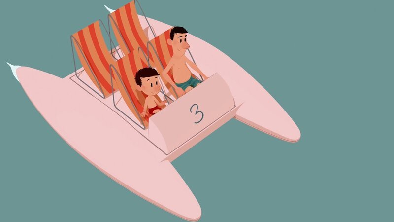 Nick und Papa lieben Tretboot fahren. – Bild: SWR/​MEDIA VALLEY/​BELVISION/​Le Petit Nicolas